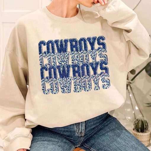T Sweatshirt Women 3 TSBN125 Cowboys Team Repeat Leopard Dallas Cowboys T Shirt