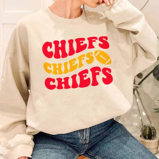 T Sweatshirt Women 3 TSBN128 Chiefs Team Repeat Text Kansas City Chiefs T Shirt 1