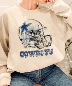 T Sweatshirt Women 3 TSBN155 Vintage Helmet Dripping Painting Style Dallas Cowboys T Shirt
