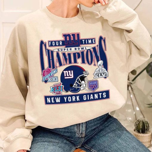 T Sweatshirt Women 3 TSBN160 Four Time Super Bowl Champions New York Giants T Shirt