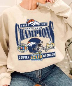 T Sweatshirt Women 3 TSBN162 Three Time Super Bowl Champions Denver Broncos T Shirt