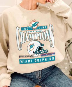 T Sweatshirt Women 3 TSBN171 Two Time Super Bowl Champions Miami Dolphins T Shirt