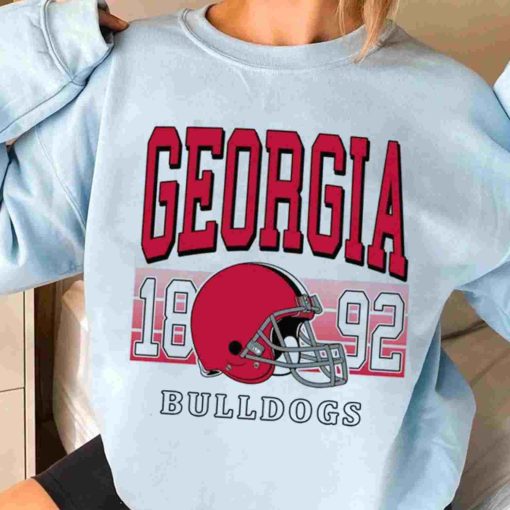 T Sweatshirt Women 3 TSNCAA46 Georgia Bulldogs Retro Helmet University College NCAA Football T Shirt
