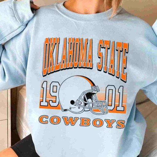 T Sweatshirt Women 3 TSNCAA52 Oklahoma State Cowboys Retro Helmet University College NCAA Football T Shirt