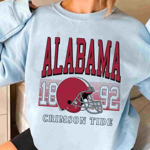 T Sweatshirt Women 3 TSNCAA55 Alabama Crimson Tide Retro Helmet University College NCAA Football T Shirt