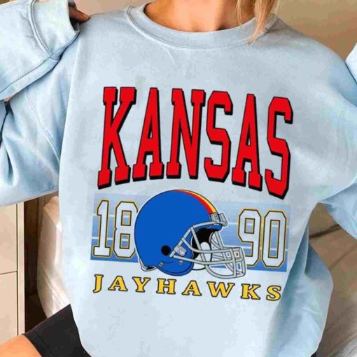 T Sweatshirt Women 3 TSNCAA59 Kansas Jayhawks Retro Helmet University College NCAA Football T Shirt