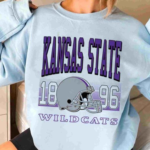 T Sweatshirt Women 3 TSNCAA61 Kansas State Wildcats Retro Helmet University College NCAA Football T Shirt
