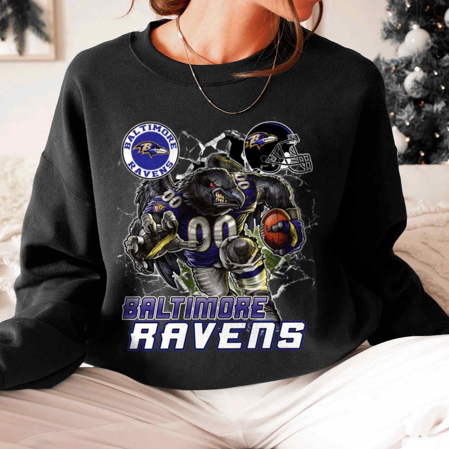 Mascot Breaking Through Wall Baltimore Ravens T-Shirt