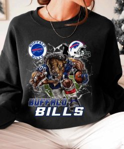 T Sweatshirt Women 6 DSMC0204 Mascot Breaking Through Wall Buffalo Bills T Shirt