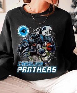 T Sweatshirt Women 6 DSMC0205 Mascot Breaking Through Wall Carolina Panthers T Shirt