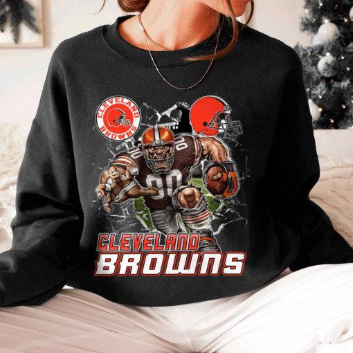 T Sweatshirt Women 6 DSMC0208 Mascot Breaking Through Wall Cleveland Browns T Shirt