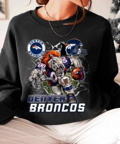 T Sweatshirt Women 6 DSMC0210 Mascot Breaking Through Wall Denver Broncos T Shirt