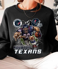 T Sweatshirt Women 6 DSMC0213 Mascot Breaking Through Wall Houston Texans T Shirt