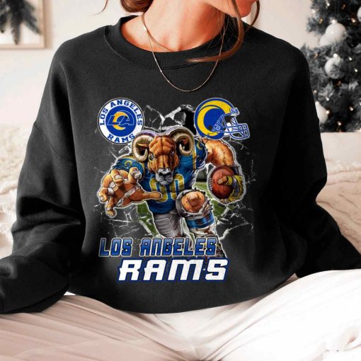 T Sweatshirt Women 6 DSMC0219 Mascot Breaking Through Wall Los Angeles Rams T Shirt