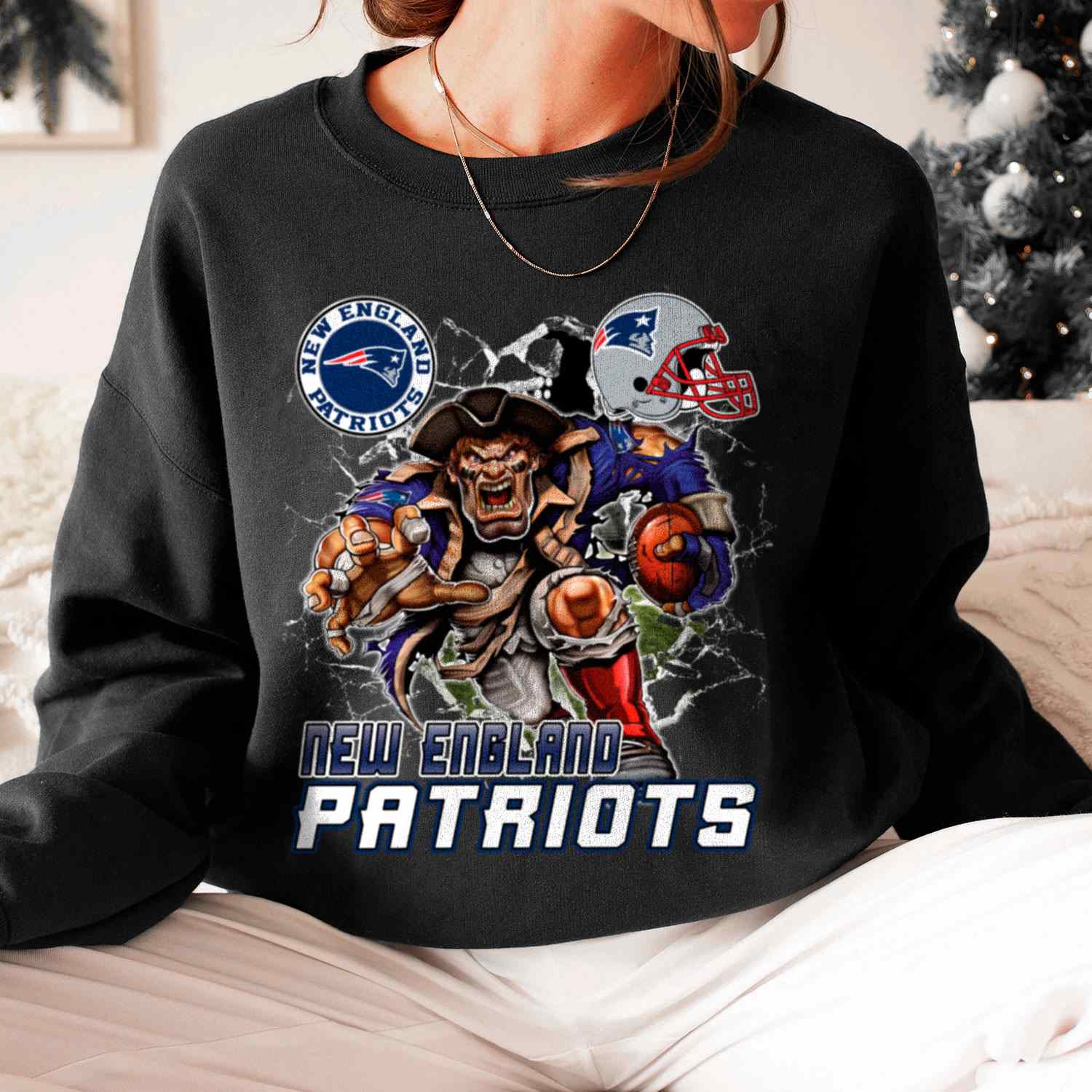 Mascot Breaking Through Wall New England Patriots T-Shirt