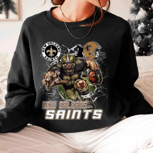 T Sweatshirt Women 6 DSMC0223 Mascot Breaking Through Wall New Orleans Saints T Shirt