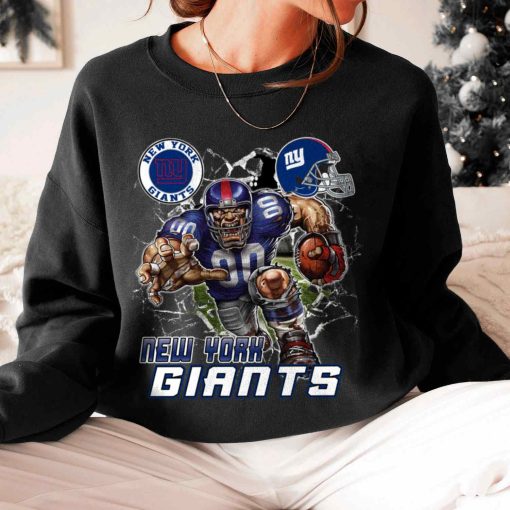 T Sweatshirt Women 6 DSMC0224 Mascot Breaking Through Wall New York Giants T Shirt