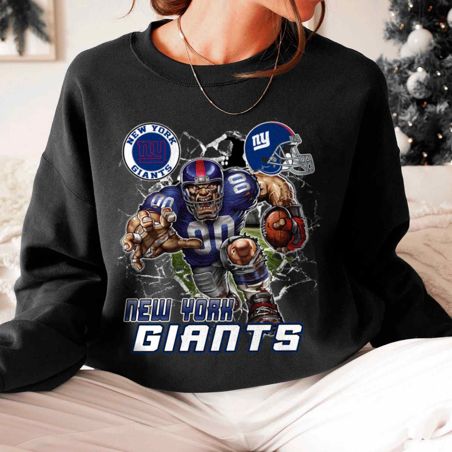 Mascot Breaking Through Wall New York Giants T-Shirt