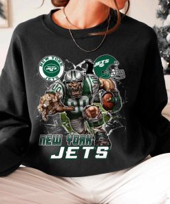 T Sweatshirt Women 6 DSMC0225 Mascot Breaking Through Wall New York Jets T Shirt