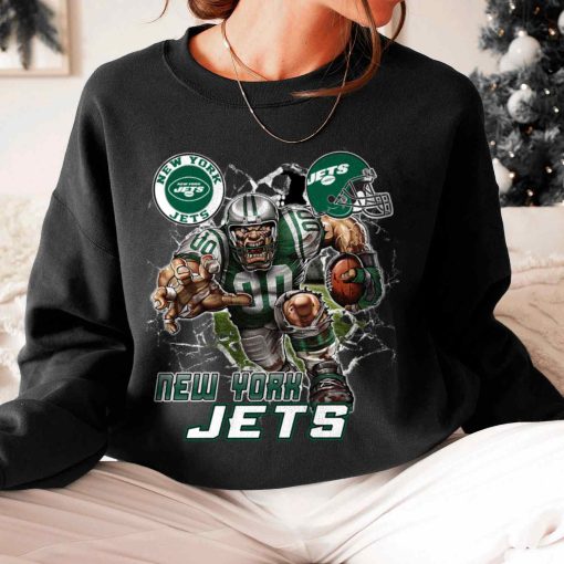 T Sweatshirt Women 6 DSMC0225 Mascot Breaking Through Wall New York Jets T Shirt
