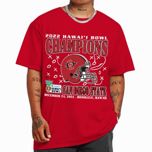 T VShirt Men 0 Red SAN DIEGO STATE December 24th 2022 Hawai i Bowl Champions Honolulu T Shirt
