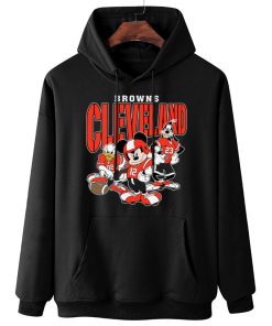 W Hoodie Hanging DSMK08 Cleveland Browns Mickey Donald Duck And Goofy Football Team T Shirt