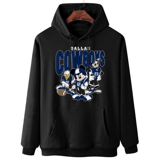 W Hoodie Hanging DSMK09 Dallas Cowboys Mickey Donald Duck And Goofy Football Team T Shirt