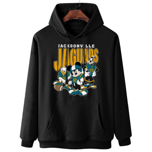 W Hoodie Hanging DSMK15 Jacksonville Jaguars Mickey Donald Duck And Goofy Football Team T Shirt