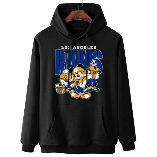 W Hoodie Hanging DSMK19 Los Angeles Rams Mickey Donald Duck And Goofy Football Team T Shirt