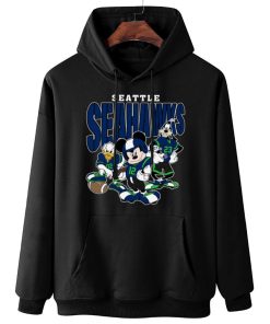 W Hoodie Hanging DSMK29 Seattle Seahawks Mickey Donald Duck And Goofy Football Team T Shirt