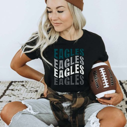 Eagle Repeat Text Retro Philadelphia Eagles T Shirt 1