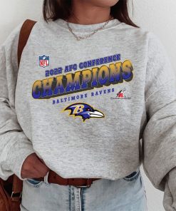 T SW W1 AFC21 Baltimore Ravens Team 2022 AFC Conference Champions T Shirt