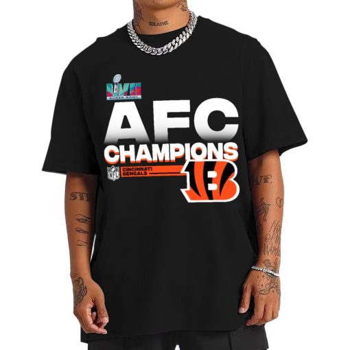 T Shirt Men AFC08 Cincinnati Bengals AFC Champions LVII 2022 T Shirt