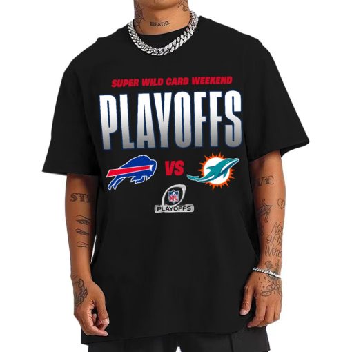 T Shirt Men Buffalo Bills vs Miami Dolphins Playoffs NFL Super Wild Card Weekend T Shirt
