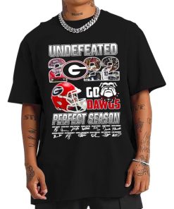 T Shirt Men Georgia Bulldogs 2022 Go Dawgs Perfect Season Signature T Shirt