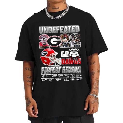 T Shirt Men Georgia Bulldogs 2022 Go Dawgs Perfect Season Signature T Shirt