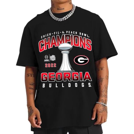 T Shirt Men Georgia Bulldogs College Football Playoff 2022 Peach Bowl Champions T Shirt