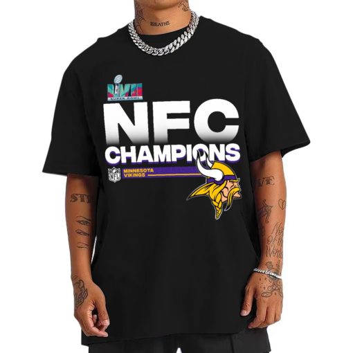 T Shirt Men NFC08 Minnesota Vikings NFC Champions LVII 2022 T Shirt