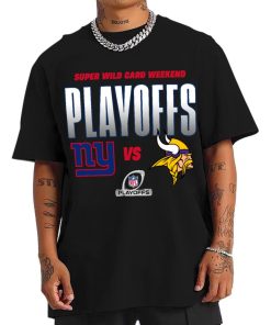 T Shirt Men New York Giants vs Minnesota Vikings Playoffs NFL Super Wild Card Weekend T Shirt