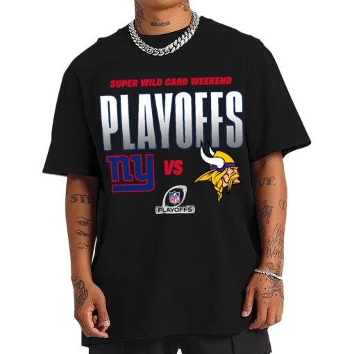 T Shirt Men New York Giants vs Minnesota Vikings Playoffs NFL Super Wild Card Weekend T Shirt
