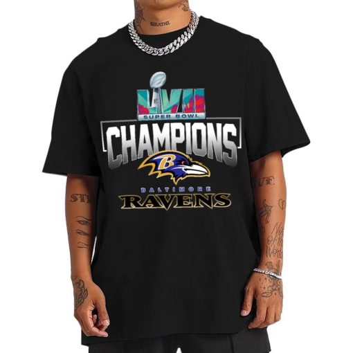 T Shirt Men SPB09 Baltimore Ravens Super Bowl LVII 2022 2023 Champions T Shirt