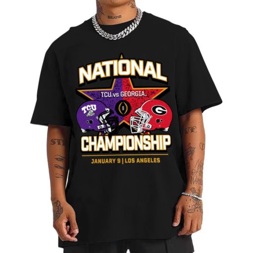 T Shirt Men TCU Horned Frogs vs Georgia Bulldogs Playoff National Championship T Shirt