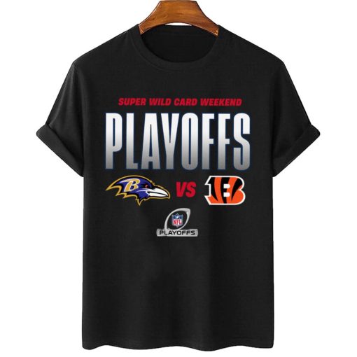T Shirt Women 2 Baltimore Ravens vs Cincinnati Bengals Playoffs NFL Super Wild Card Weekend T Shirt