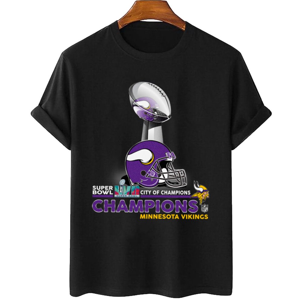 Minnesota Vikings Champions NFL Cup And Helmet T-Shirt