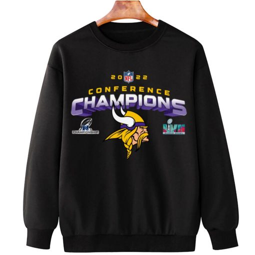 T Sweatshirt Hanging NFC20 Minnesota Vikings NFL AFC Champions LVII 2022 Crewneck Sweatshirt