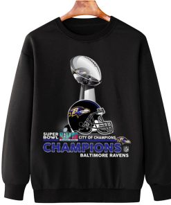 T Sweatshirt Hanging SPB05 Baltimore Ravens Champions NFL Cup And Helmet Sweatshirt