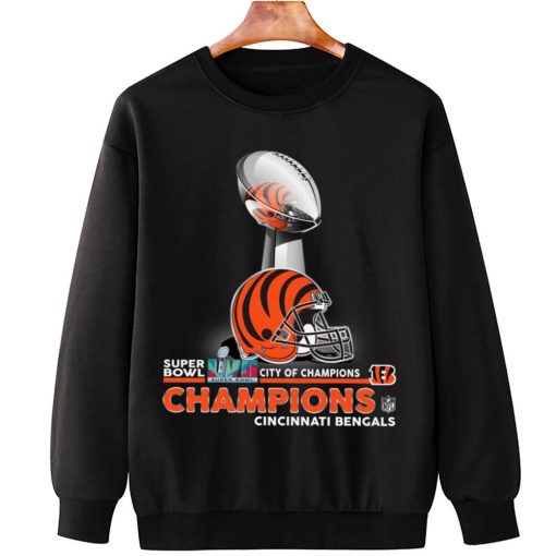 T Sweatshirt Hanging SPB07 Cincinnati Bengals Champions NFL Cup And Helmet Sweatshirt