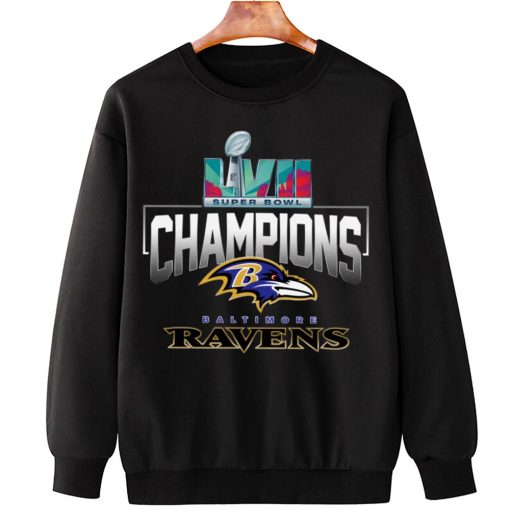 T Sweatshirt Hanging SPB09 Baltimore Ravens Super Bowl LVII 2022 2023 Champions T Shirt